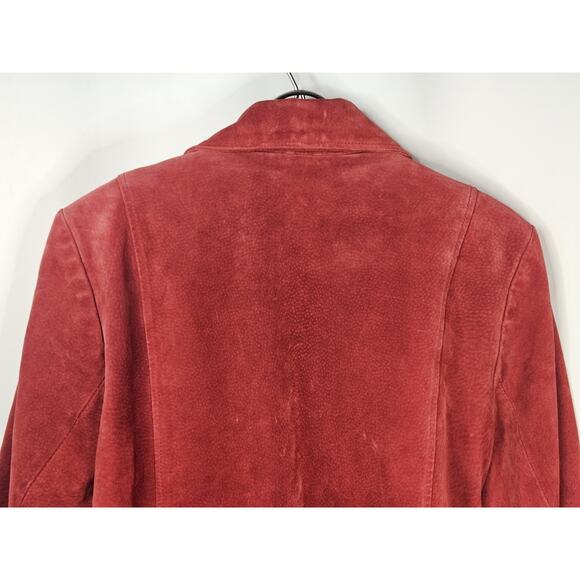 Vintage Geoffrey Beene Sport Blazer Red Suede Jacket Leather Coat Funky Academia - Picture 6 of 10